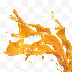 3d飞散橙汁立体元素