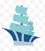 绿色船帆装饰帆船