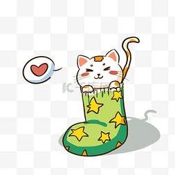手绘可爱袜子里的猫宠物猫