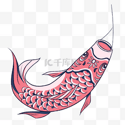 日本红色的鲤鱼旗插画