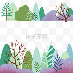 清新森林边框图片_树林装饰边框春夏绿色PNG植物