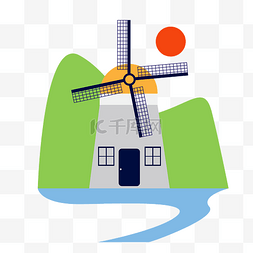 太阳能充电板图标图片_ 房子风车 