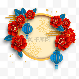 传统花卉春节边框