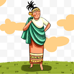 部落人物图片_卡通风格wangala节日人物元素