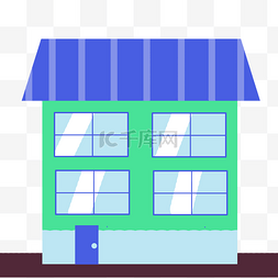房顶插画元素图片_蓝色屋顶房屋建筑