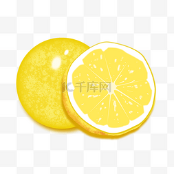 黄色柠檬手绘橙子切开