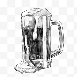 啤酒素描手绘黑白啤酒节插画元素