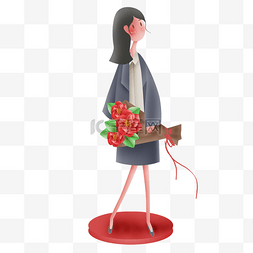 教师节图片_拿花束的职业女性