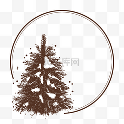棕色圣诞树圆圈边框