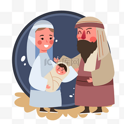 扁平风格圣诞节nativity scene耶稣诞