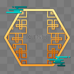 新年祥云国潮边框图片_新年立体国潮门窗边框