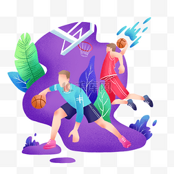 篮球背景图片_健康运动扁平噪点风