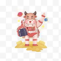 2021牛年宇航员卡通牛