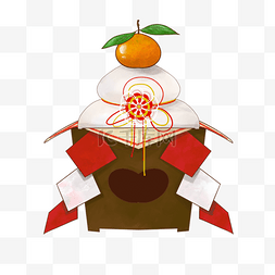 日本新年橘子镜饼剪贴画