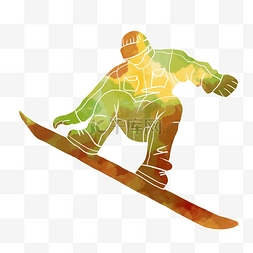 渐变色彩图片_水彩运动滑雪渐变素材