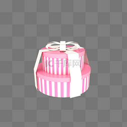 母亲节粉色条纹C4D立体装饰礼盒