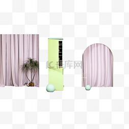 保鲜膜海报图片_两个粉色窗帘和冰箱