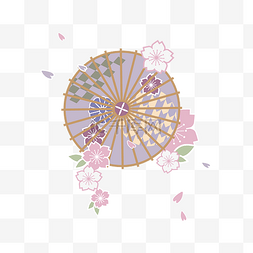 日式餐厅背景图片_矢量伞樱花日式花纹