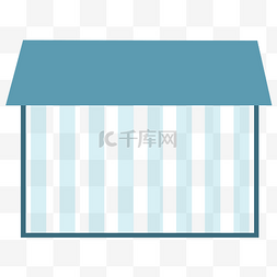 蓝色简约房子方形边框标题框png