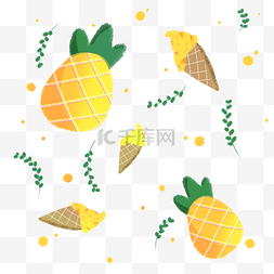黄色卡通可爱底纹图片_手绘彩色菠萝底纹装饰图