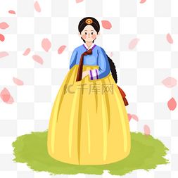 可爱风格韩国传统服饰人物