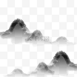 中元节传统印章图片_水墨山峰