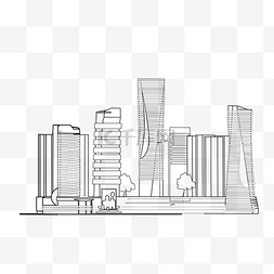 线描城市建筑图片_线描城市建筑