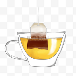 冲泡的黑乌龙茶图片_冲泡的饮品茶汤插画