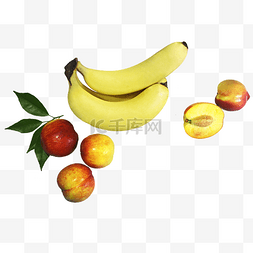 水果半边图片_香蕉油桃组合