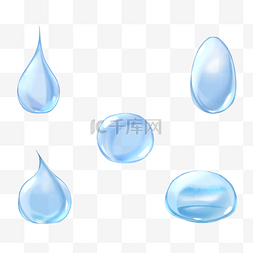 手绘通透海蓝液体水滴装饰
