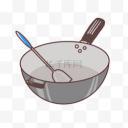 灶台上的锅和锅铲图片_炒菜锅锅铲