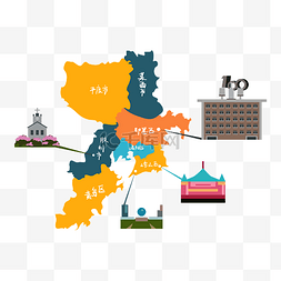 旅行路线图图片_青岛旅游地图