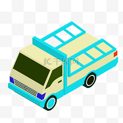 蓝黄色立体货车