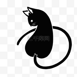 黑色小猫咪卡通插画