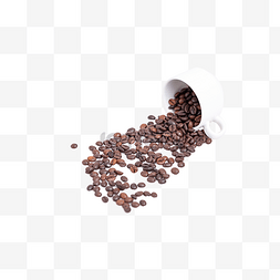 打翻的咖啡杯与散落的咖啡豆