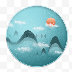 水墨青山素材图片_新中式中国风水墨山水画