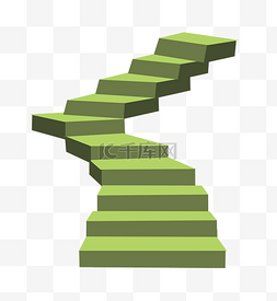 绿色楼梯卡通插画