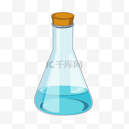 实验烧杯液体图片_卡通蓝色锥形瓶插画