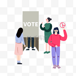 投票卡通图片_手绘选举日投票插画