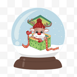圣诞水晶球水晶球图片_礼物麋鹿圣诞水晶球元素
