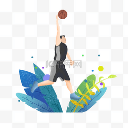 绿色免费矢量素材图片_篮球运动员肌理插画