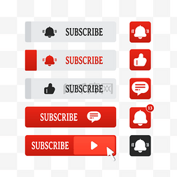 订阅索取图片_红色卡通youtube点击订阅按钮