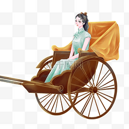 民国时期黄包车上的女子