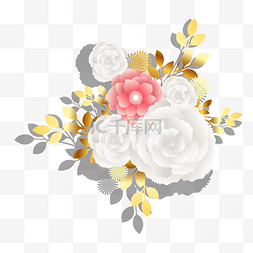 山茶花分隔栏图片_母亲节父亲节彩色写实鲜花立体花