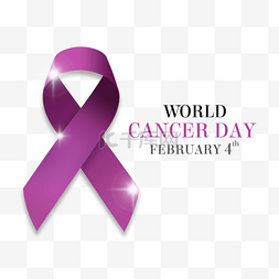紫红色丝带图片_the world cancer day医疗渐变丝带