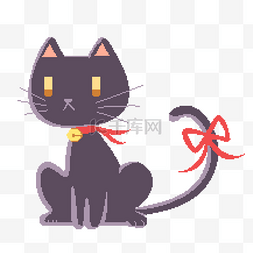 黑色小猫像素画