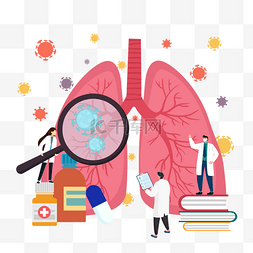 肺炎图片_手绘卡通医生宣传新型冠状病毒肺