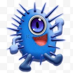 蓝色细菌病毒图片_蓝色毒刺细菌病毒
