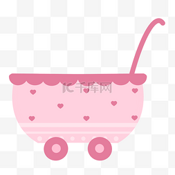 粉色婴儿用品图片_粉色可爱简约卡通婴儿车