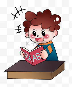 读英语书小男孩